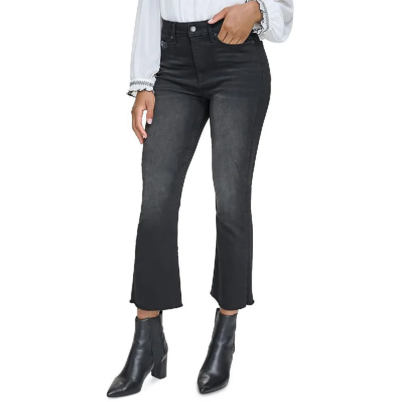 Womens Faded High Rise Straight Leg Jeans