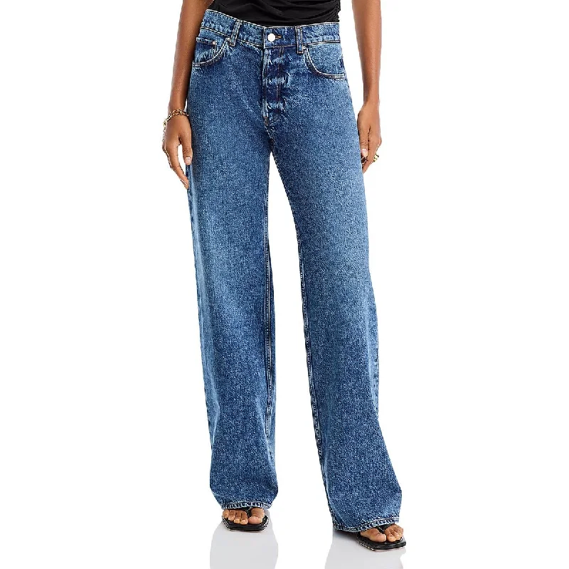 Womens High Rise Wide Leg High-Waisted Jeans